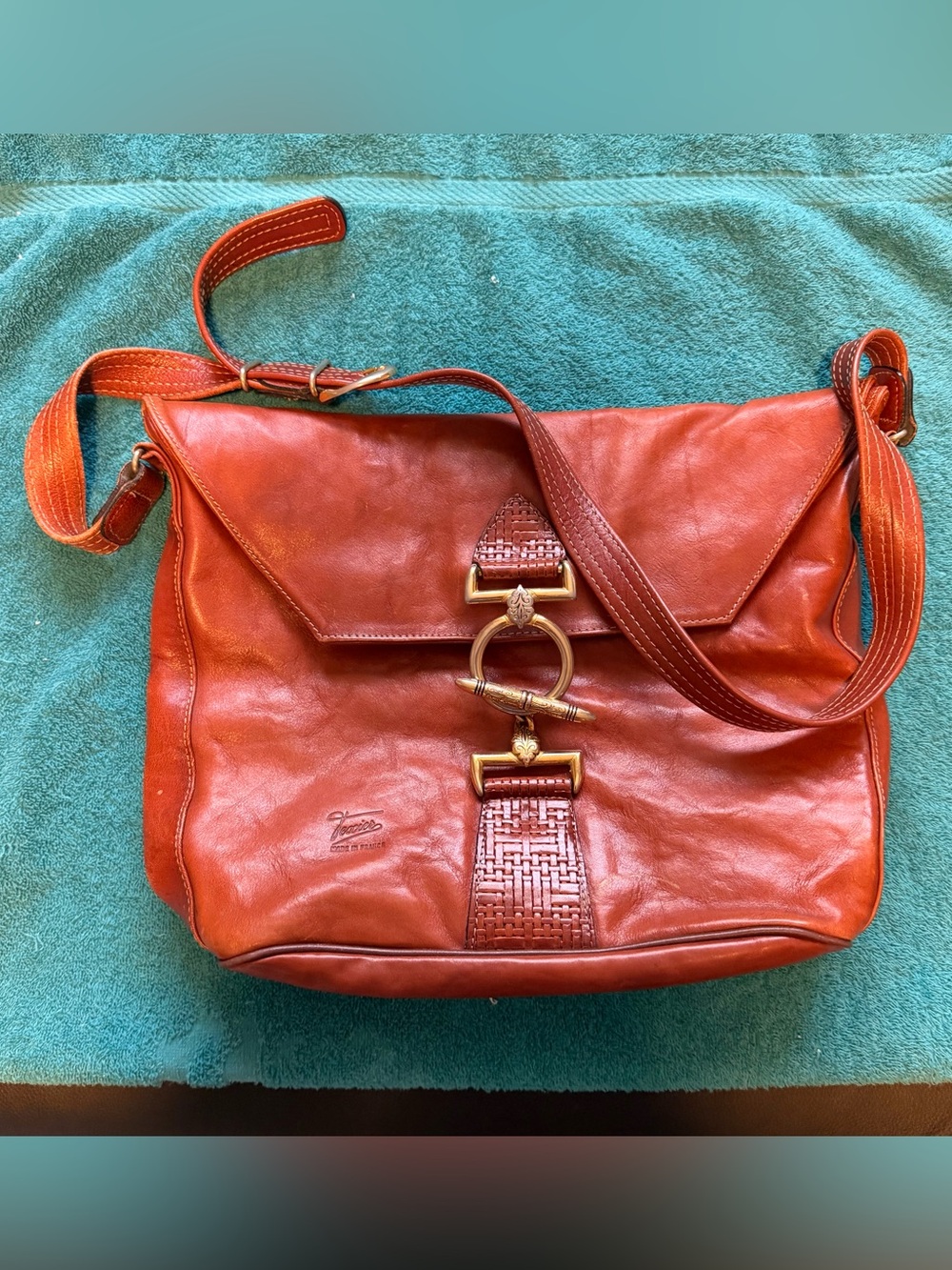 Texier Brown Leather Crossbody Shoulder Bag